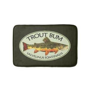 Brook Trout Bum Humorous Fly Fishing Bathroom Mat