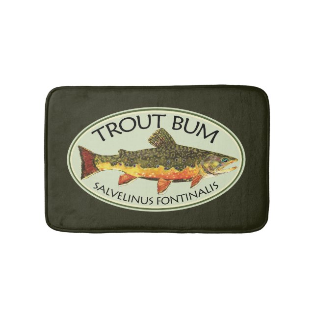 Brook Trout Bum Humorous Fly Fishing Bathroom Mat (Front)