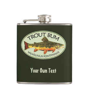 Brook Trout Bum Humorous Fly Fishing Flask