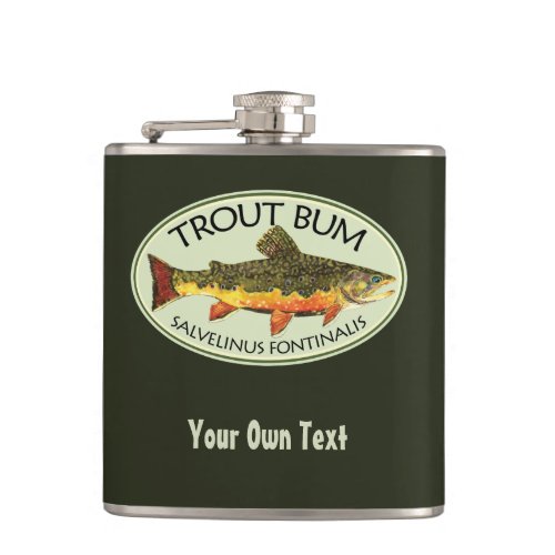 Brook Trout Bum Humorous Fly Fishing Flask