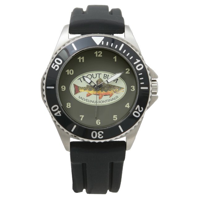 Brook Trout Bum Humorous Fly Fishing Watch (Front)