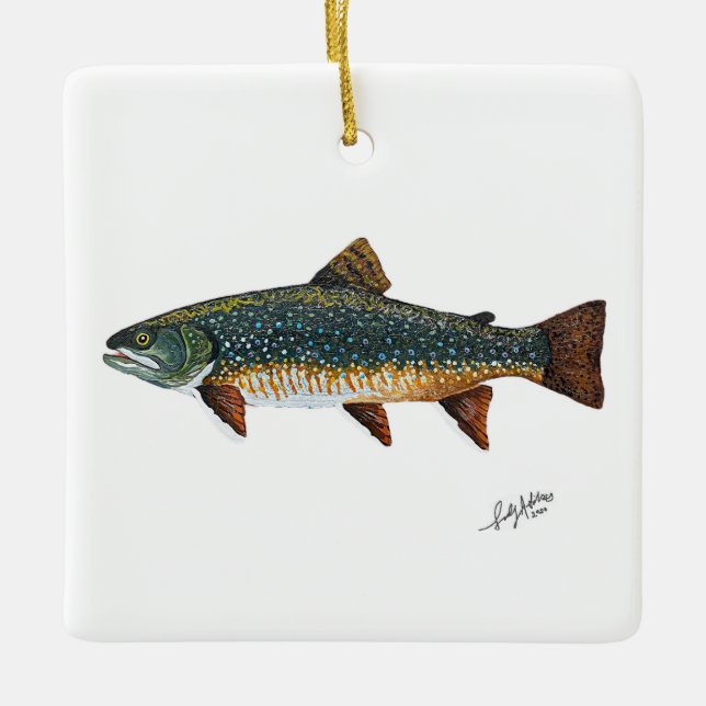 Brook Trout Ceramic Ornament (Front)