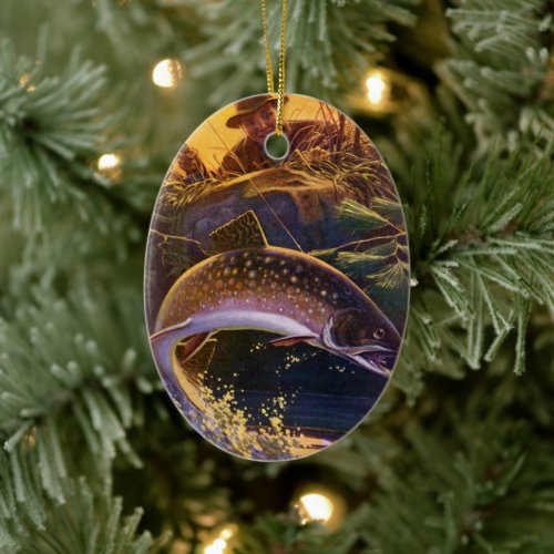 Brook Trout Fish Fisherman, Vintage Sports Fishing Ceramic Ornament