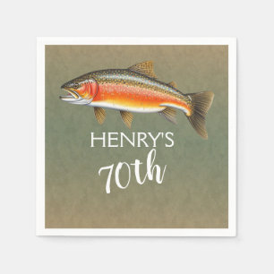 Brook Trout Fish for 70th Birthday Napkins
