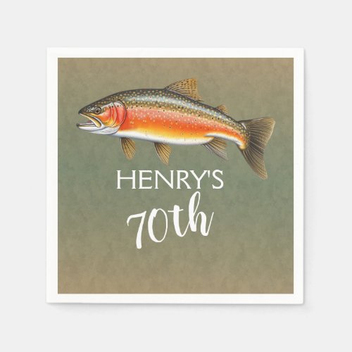 Brook Trout Fish for 70th Birthday Napkins