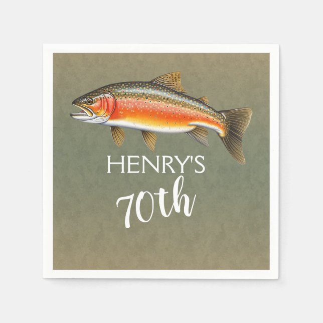 Brook Trout Fish for 70th Birthday Napkins (Front)