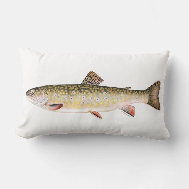Brook Trout Fish Lumbar Pillow (Front)