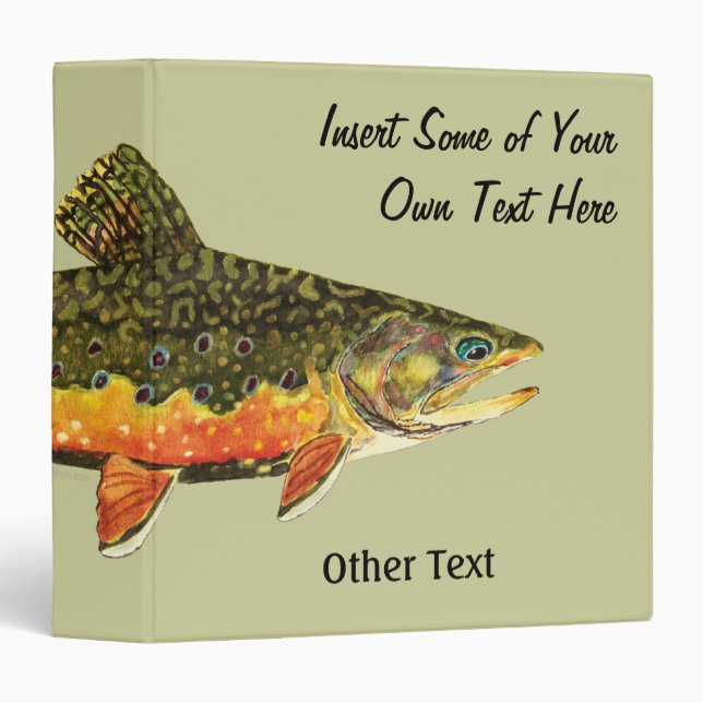 Brook Trout Fish Painting 3 Ring Binder (Front/Spine)