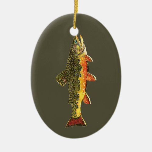 Brook Trout Fish Painting Ceramic Ornament