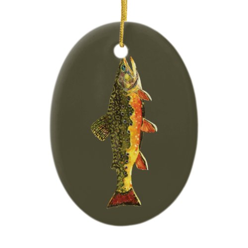 Brook Trout Fish Painting Ceramic Ornament