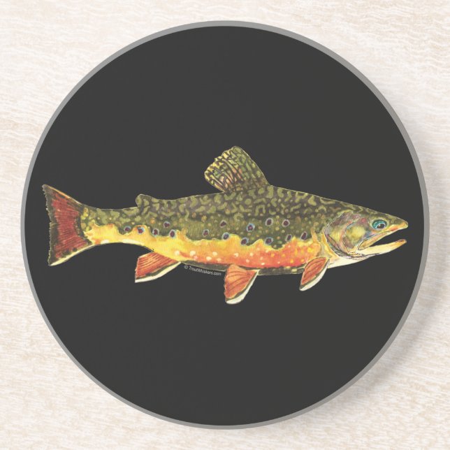 Brook Trout Fish Painting Drink Coaster (Front)