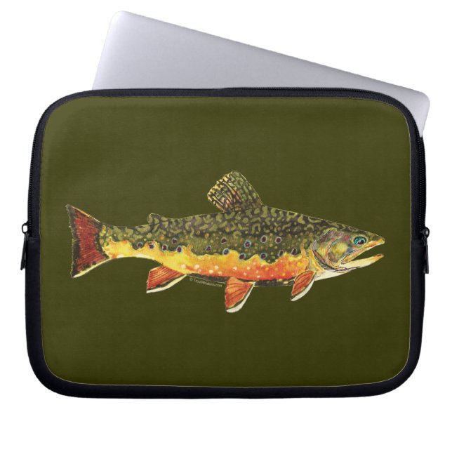 Brook Trout Fish Painting Laptop Sleeve (Front)