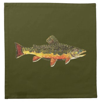Brook Trout Fish Painting Napkin by TroutWhiskers at Zazzle
