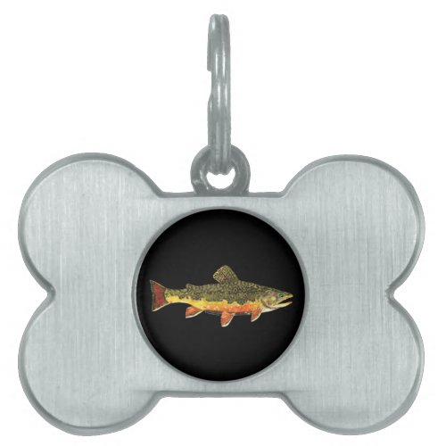 Brook Trout Fish Painting Pet Name Tag