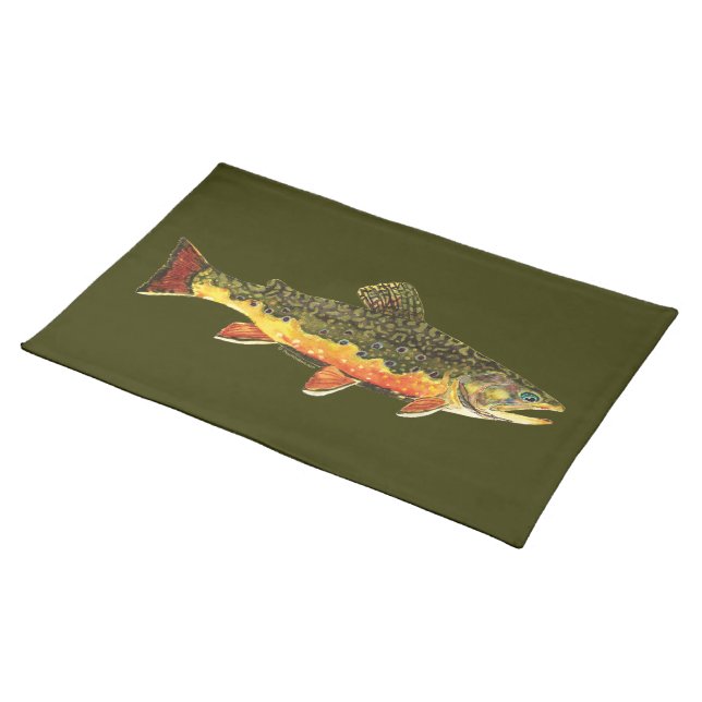Brook Trout Fish Painting Placemat (On Table)