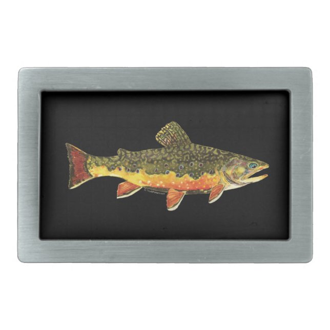 Brook Trout Fish Painting Rectangular Belt Buckle (Front)