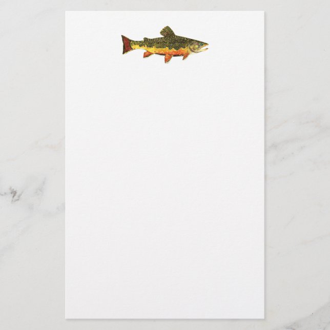 Brook Trout Fish Painting Stationery (Front)