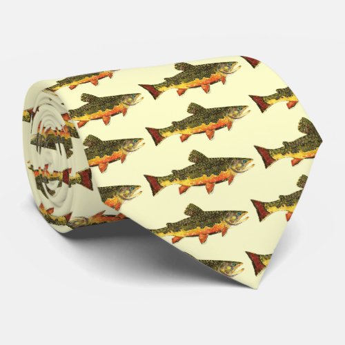 Brook Trout Fish Painting Tie