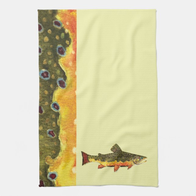 Brook Trout Fish Painting Towel (Vertical)