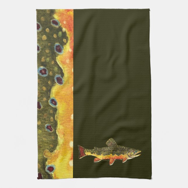 Brook Trout Fish Painting Towel (Vertical)