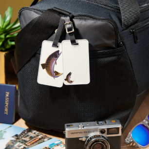 Brook Trout Fish, Vintage Sports Fishing Fisherman Luggage Tag