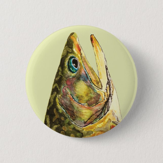 Brook Trout Fisherman Pinback Button (Front)