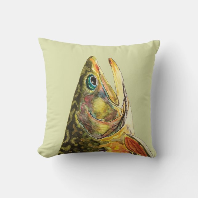 Brook Trout Fisherman Throw Pillow (Front)