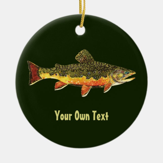 Brook Trout Fisherman's Ceramic Ornament (Front)