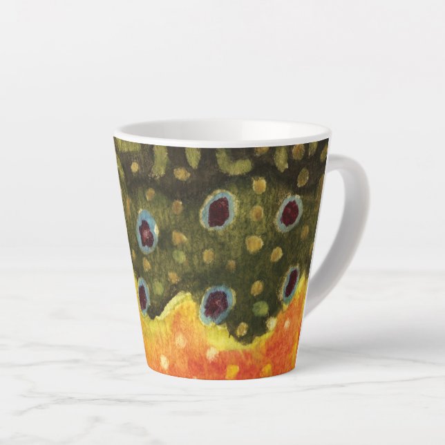 Brook Trout Fisherman's, Fisherwoman's Beautiful Latte Mug (Right Angle)