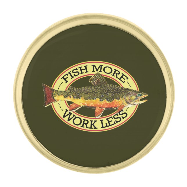 Brook Trout Fisherman's Gold Finish Lapel Pin (Front)
