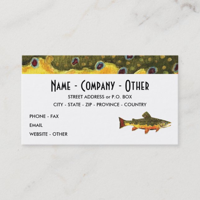 Brook Trout Fishing Business Card (Front)