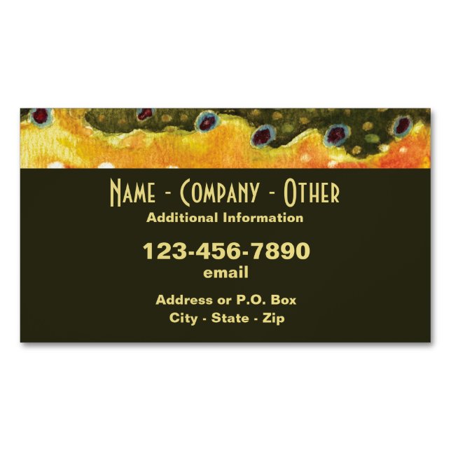 Brook Trout Fishing Business Card Magnet (Front)