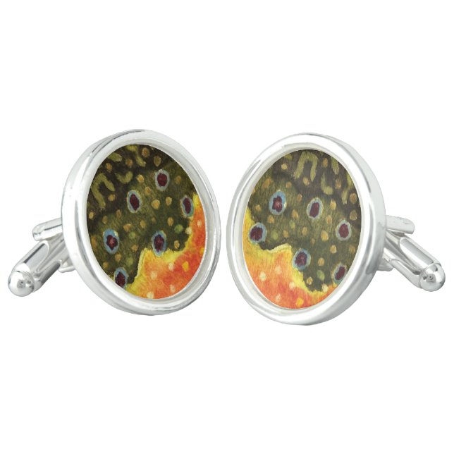 Brook Trout Fishing Cufflinks (Angled)