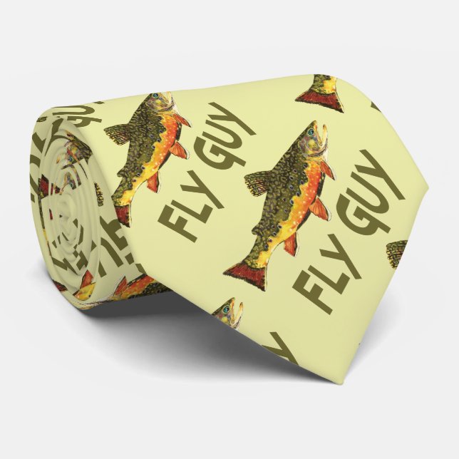 Brook Trout Fishing | Fly Guy Neck Tie (Rolled)