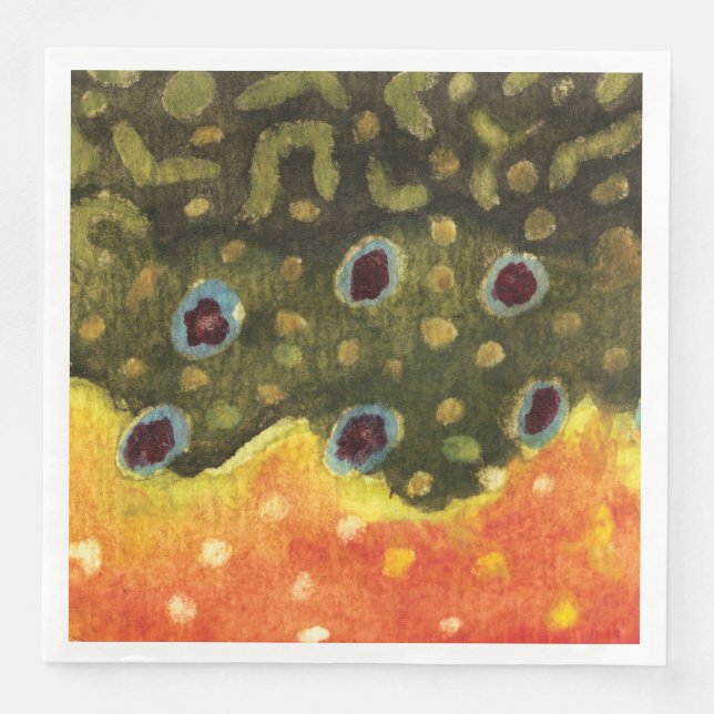 Brook Trout Fishing, Ichthyology Paper Dinner Napkins (Front)