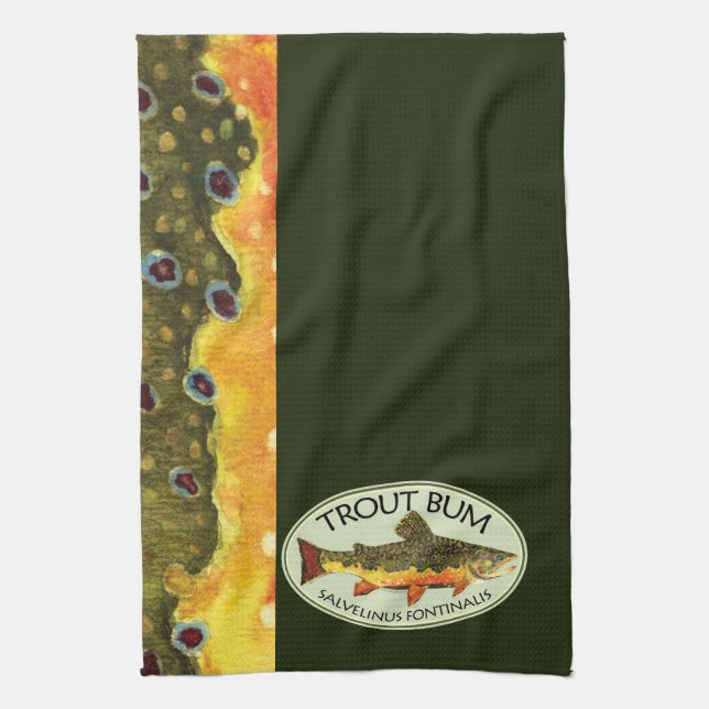 Brook Trout Fishing Kitchen Towel (Vertical)
