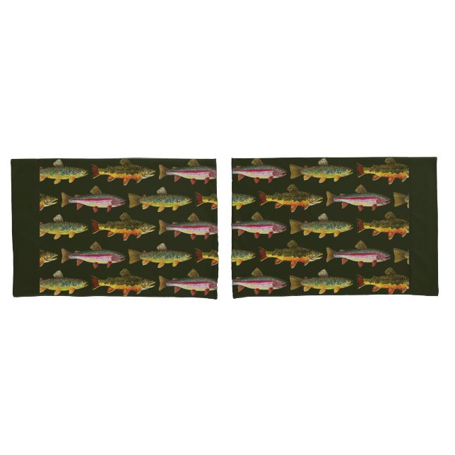 Brook Trout Fishing Pillowcase (Front-Set)