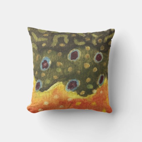 Brook Trout Fishing Throw Pillow