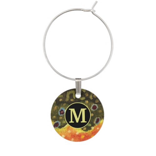 Brook Trout Fishing Wine Glass Charm