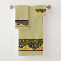 Classy Fishing Lodge Border Bathroom Towel Set, Zazzle