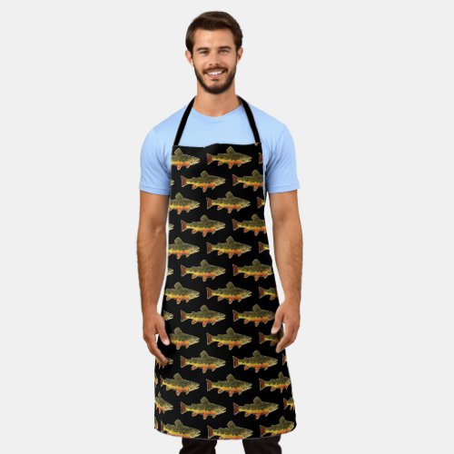 Brook Trout Fly Fishing BBQ Grilling Fishermans Apron