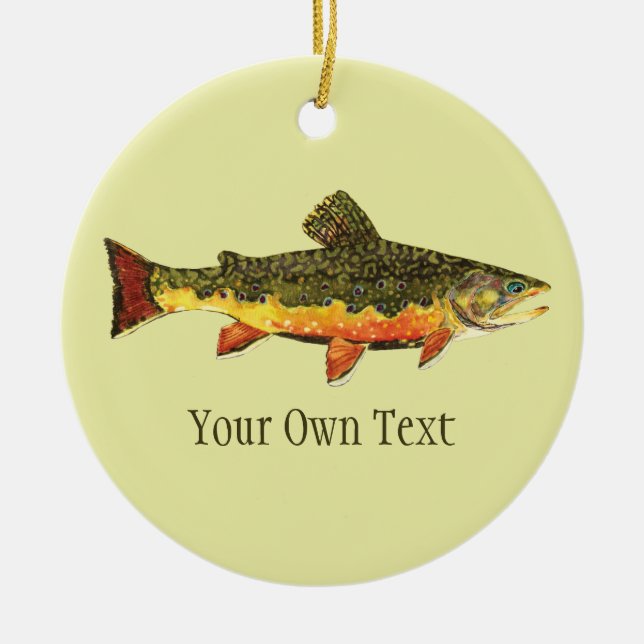 Brook Trout Fly Fishing Ceramic Ornament (Front)