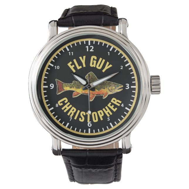 Brook Trout Fly Fishing FLY GUY Custom Angler's Watch (Front)