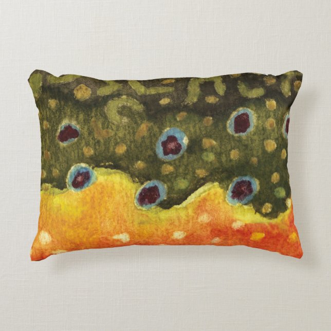 Brook Trout Fly Fishing Ichthyologist Angler's Decorative Pillow (Front)