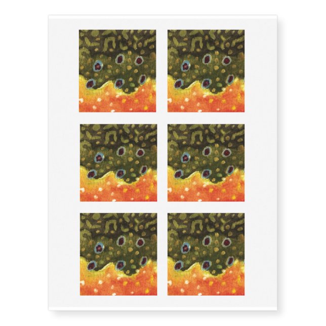 Brook Trout Fly Fishing Ichthyologist Angler's Temporary Tattoos (Front)