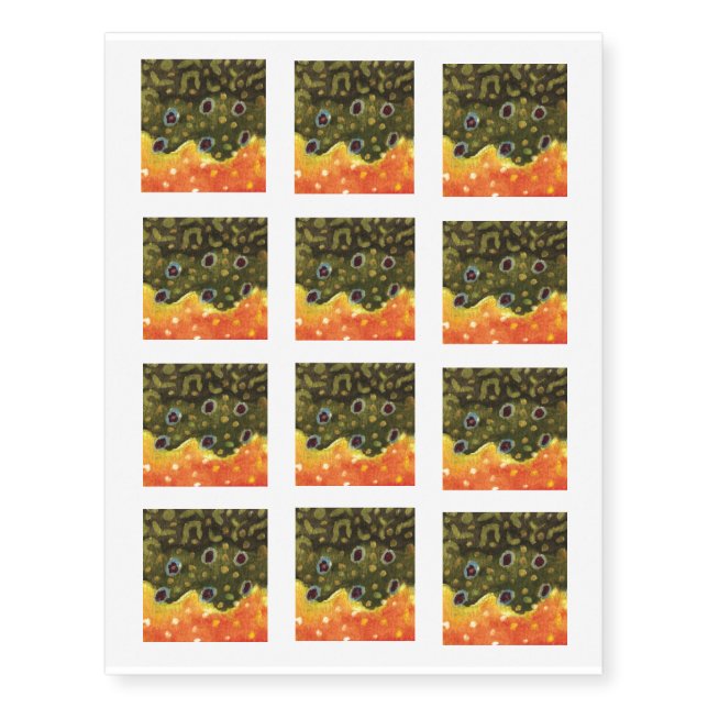 Brook Trout Fly Fishing Ichthyologist Angler's Temporary Tattoos (Front)