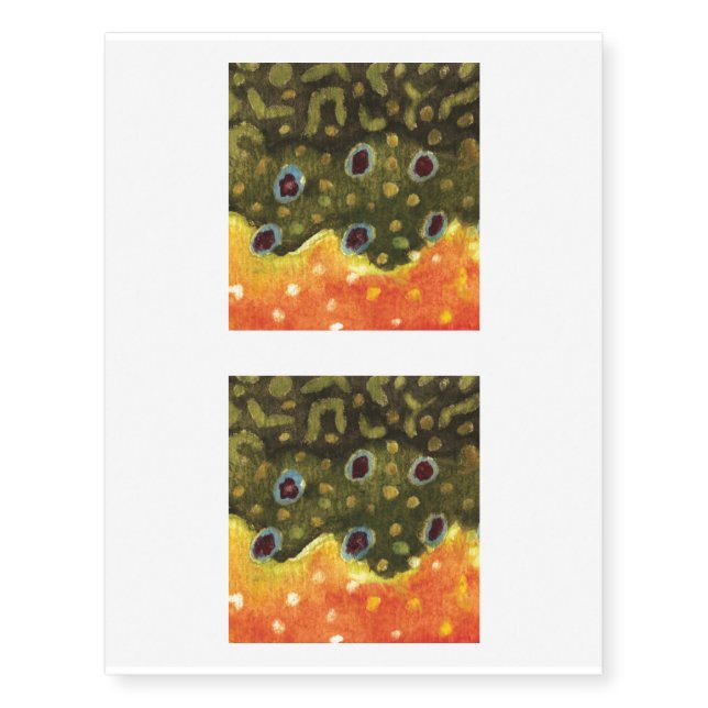 Brook Trout Fly Fishing Ichthyologist Angler's Temporary Tattoos (Front)