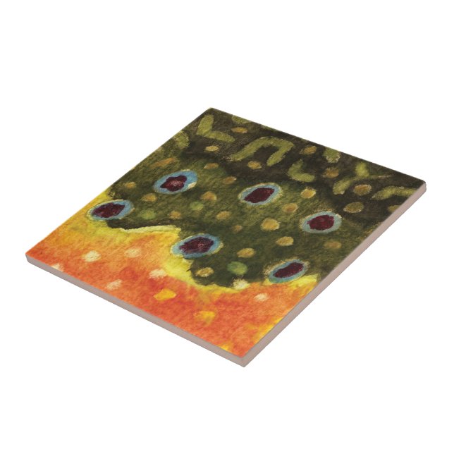 Brook Trout Fly Fishing Ichthyologist Angler's Tile (Side)
