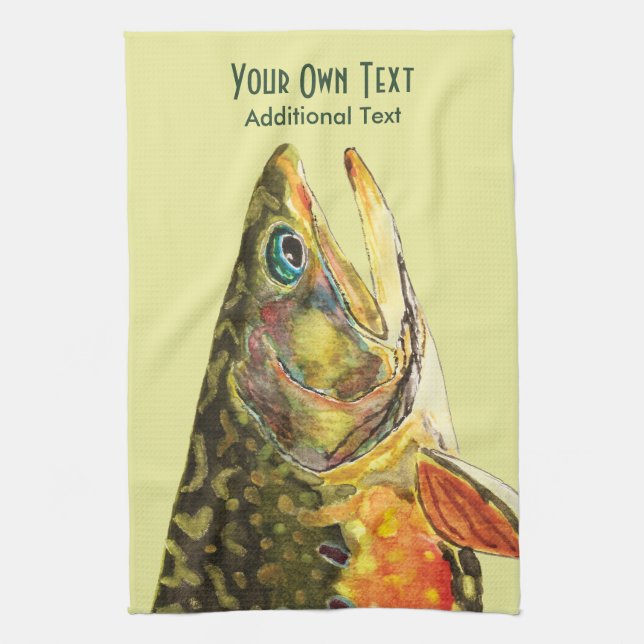 Brook Trout Fly Fishing, Ichthyology Kitchen Towel (Vertical)