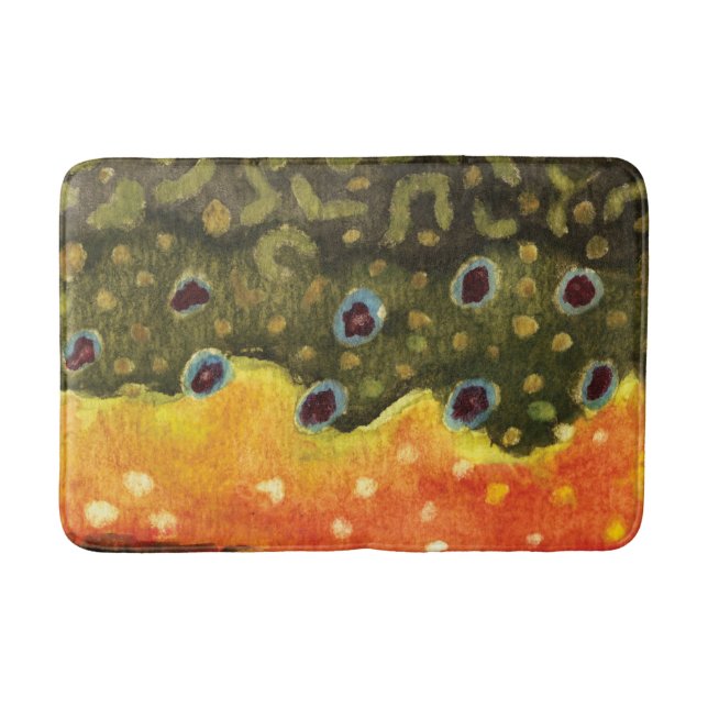 Brook Trout Fly Fishing Icthyology Angler's Bath Mat (Front)